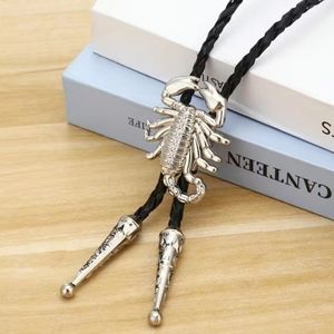New silver leather scorpion bolo tie gold also available
